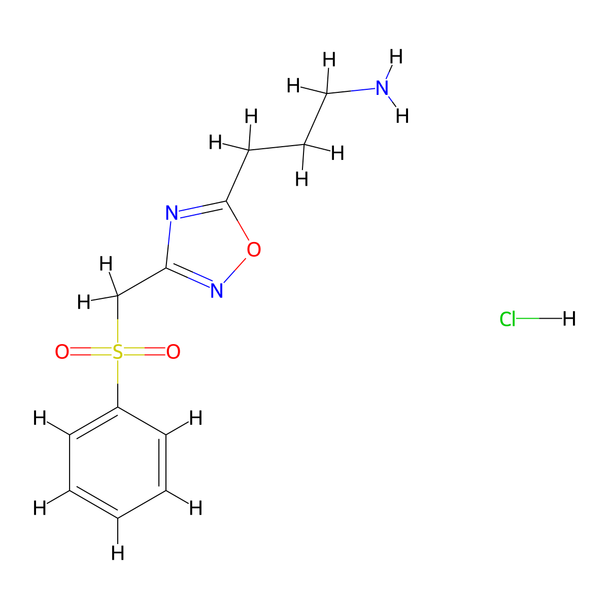 3-(3-((Phenylsulfonyl)methyl)-1,2,4-oxadiazol-5-yl)propan-1-amine hydrochloride molecular structure, CAS 1573547-69-9