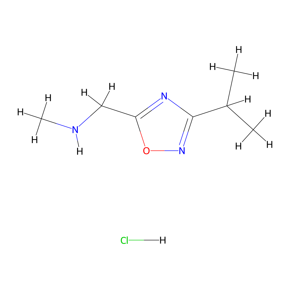 1-(3-isopropyl-1,2,4-oxadiazol-5-yl)-N-methylmethanamine hydrochloride molecular structure, CAS 1573547-75-7