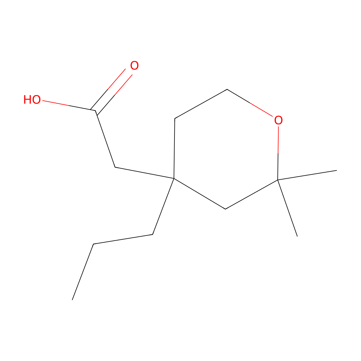 2-(2,2-Dimethyl-4-propyloxan-4-yl)acetic acid molecular structure, CAS 1573547-81-5