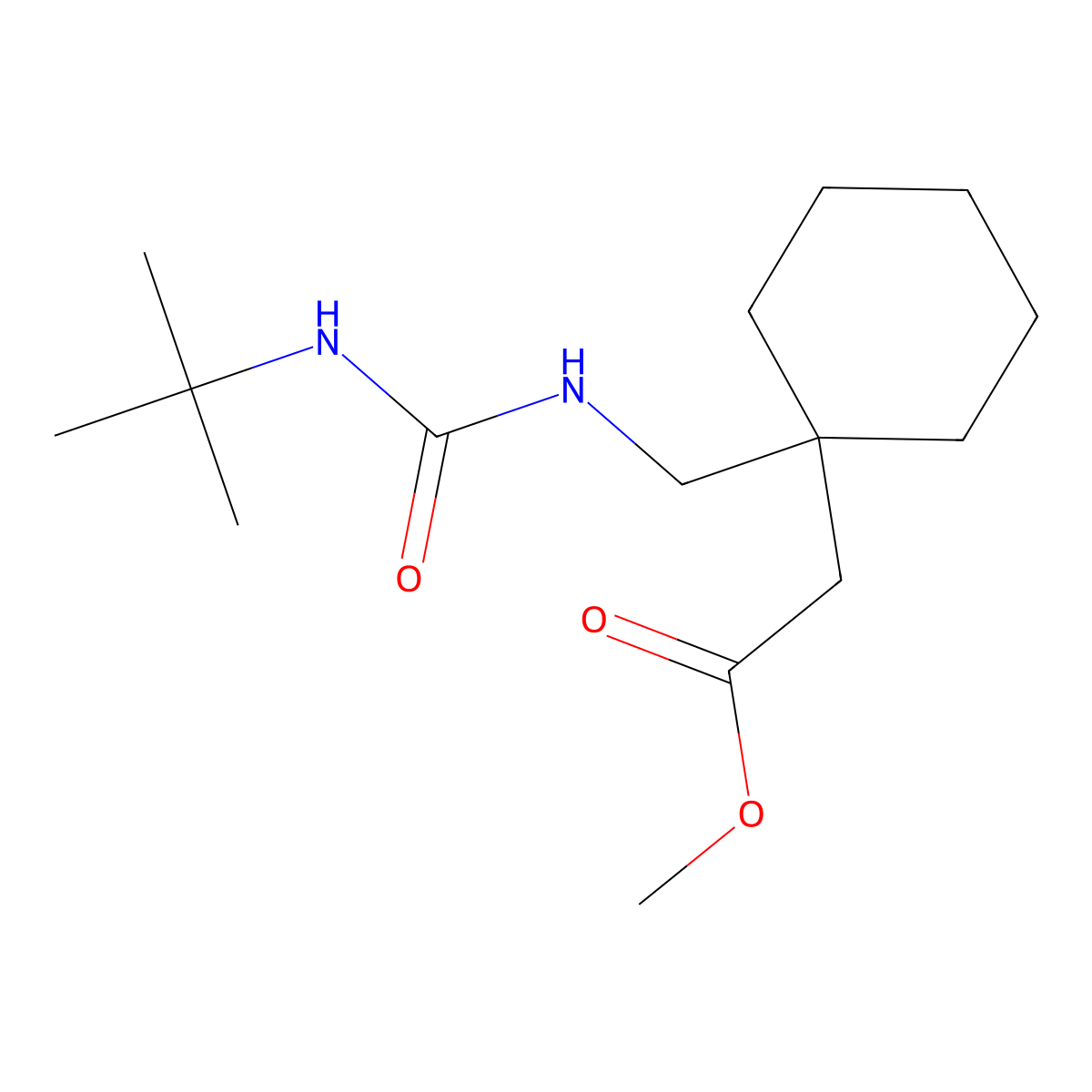Methyl (1-{[(tert-butylcarbamoyl)amino]methyl}cyclohexyl)acetate molecular structure, CAS 1573547-83-7