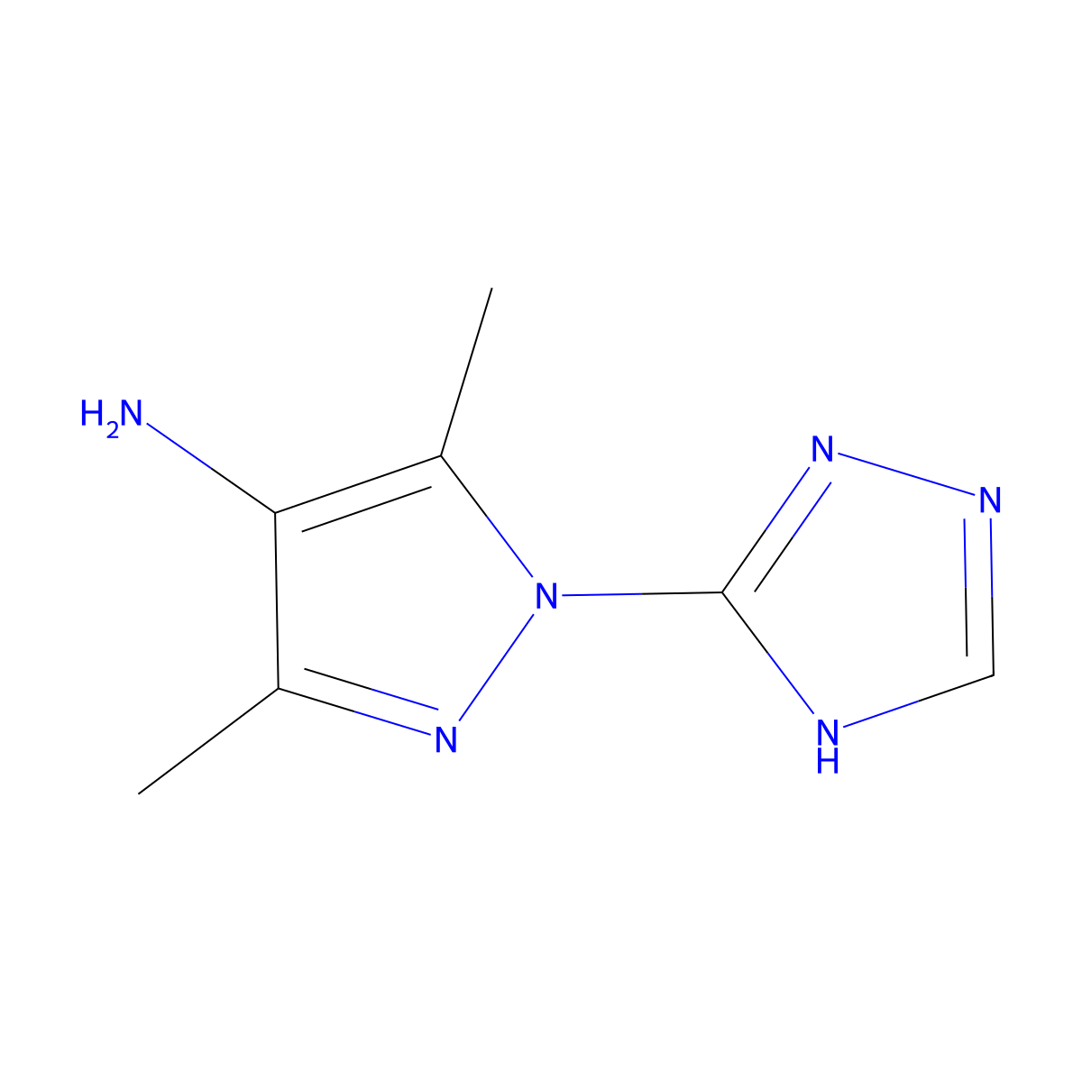 3,5-dimethyl-1-(4H-1,2,4-triazol-3-yl)-1H-pyrazol-4-amine molecular structure, CAS 1573548-01-2