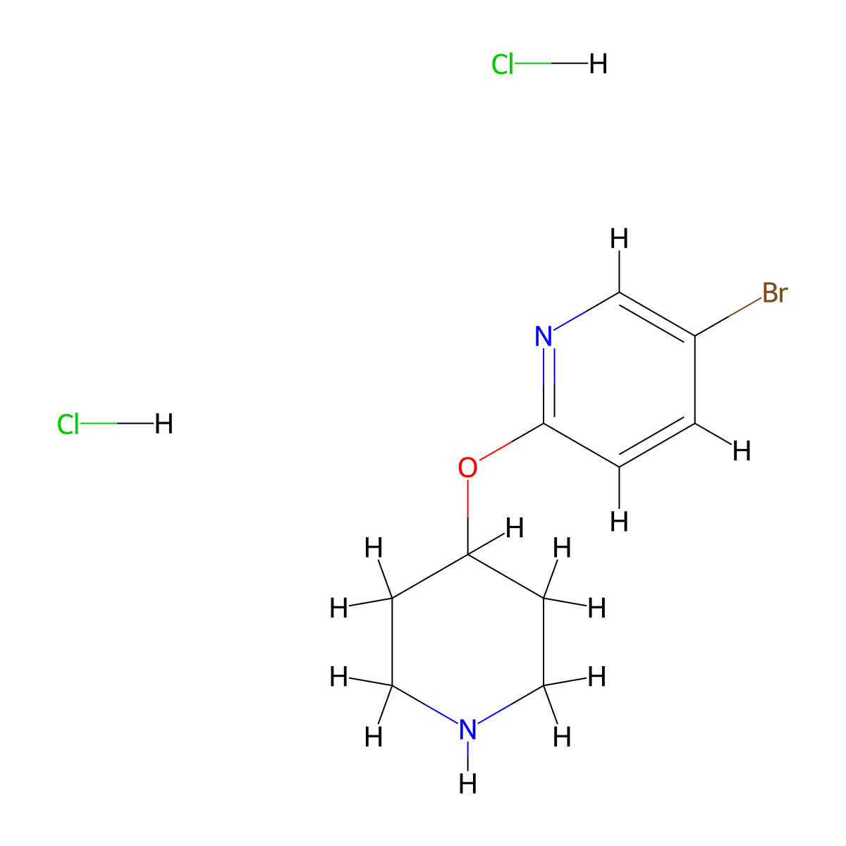 5-Bromo-2-(piperidin-4-yloxy)pyridine dihydrochloride molecular structure, CAS 1573548-04-5