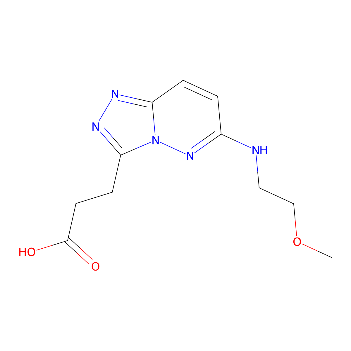 3-{6-[(2-Methoxyethyl)amino][1,2,4]triazolo[4,3-b]pyridazin-3-yl}propanoic acid molecular structure, CAS 1573548-06-7