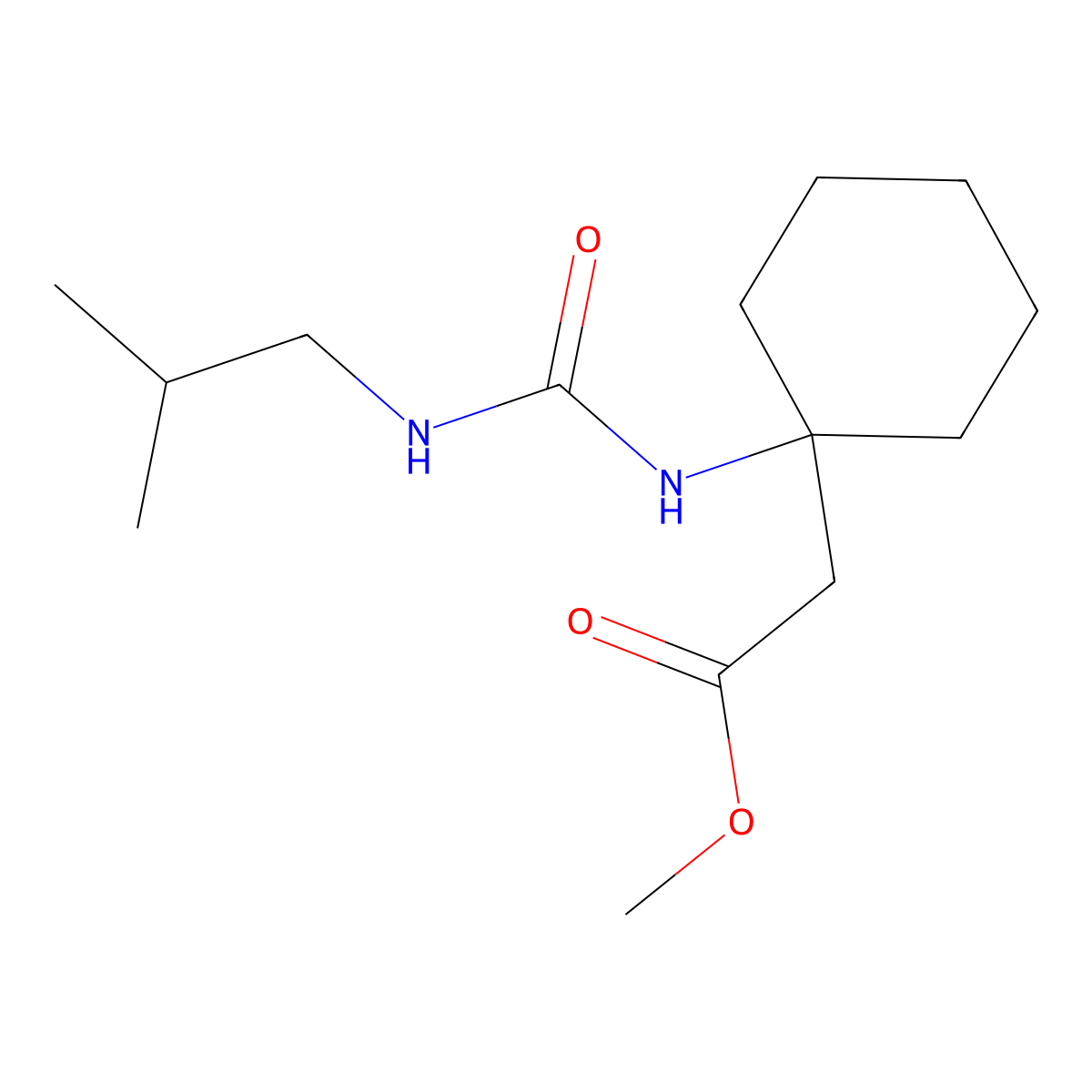 Methyl (1-{[(2-methylpropyl)carbamoyl]amino}cyclohexyl)acetate molecular structure, CAS 1573548-30-7