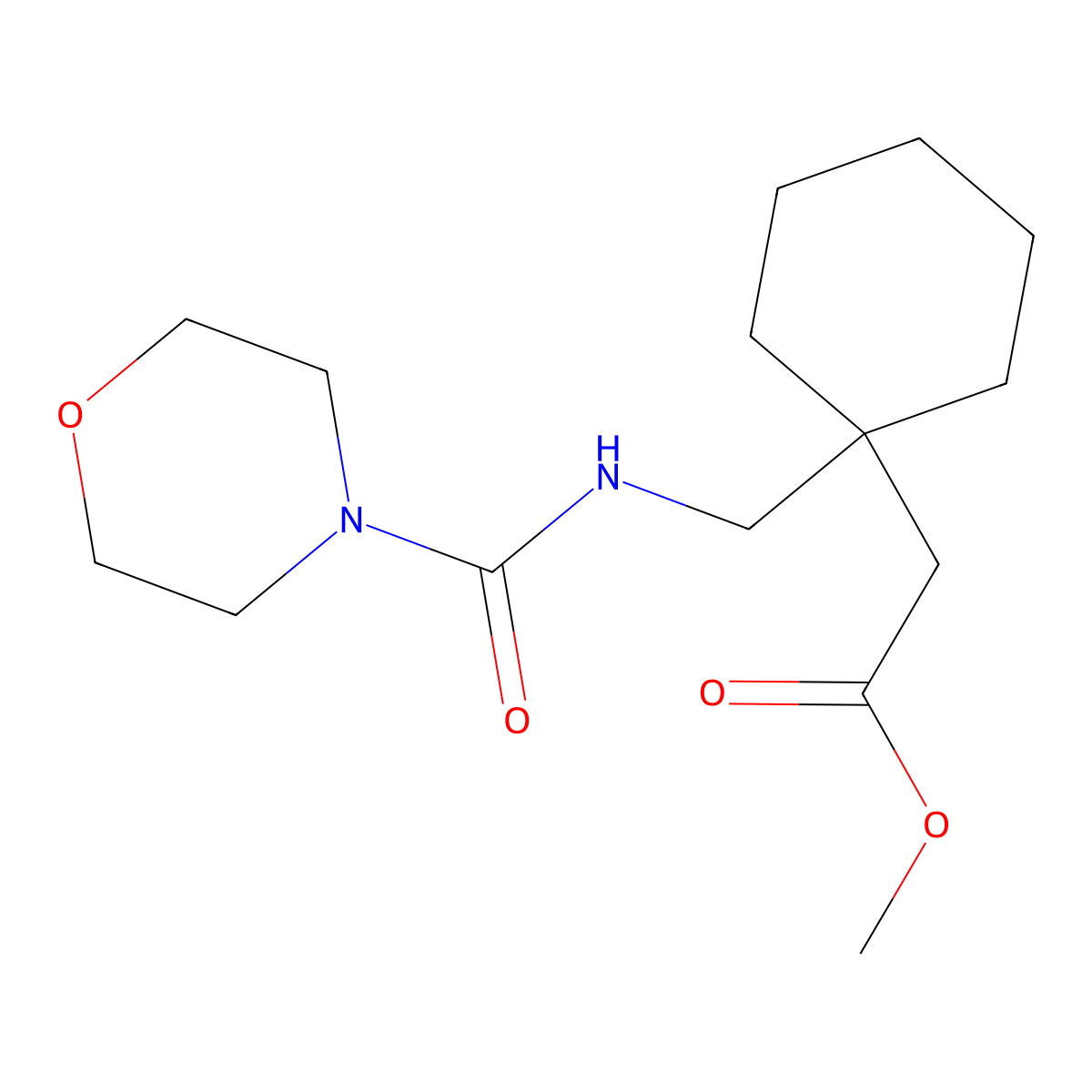 Methyl 2-(1-((morpholine-4-carboxamido)methyl)cyclohexyl)acetate molecular structure, CAS 1573548-36-3