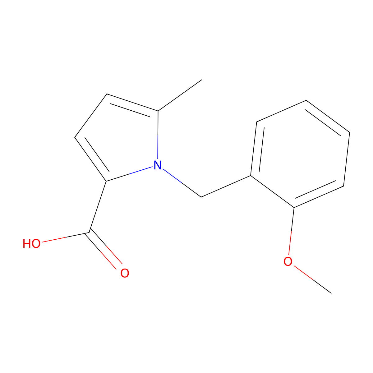 1-(2-methoxybenzyl)-5-methyl-1H-pyrrole-2-carboxylic acid molecular structure, CAS 1573548-38-5