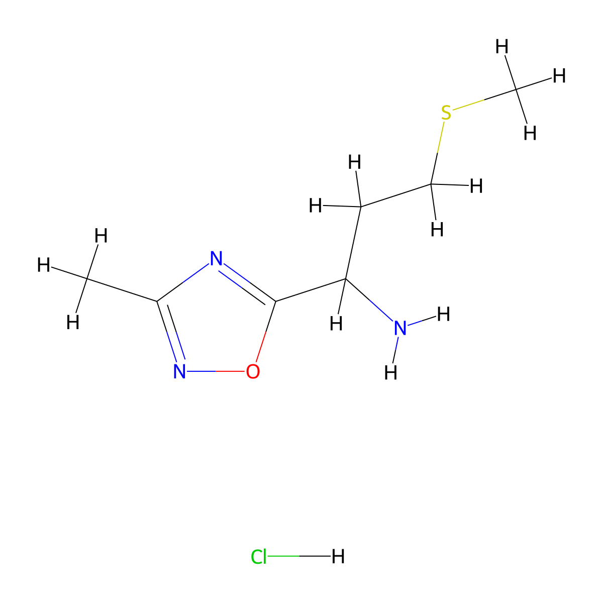 1-(3-Methyl-1,2,4-oxadiazol-5-yl)-3-(methylthio)propan-1-amine hydrochloride molecular structure, CAS 1573548-41-0