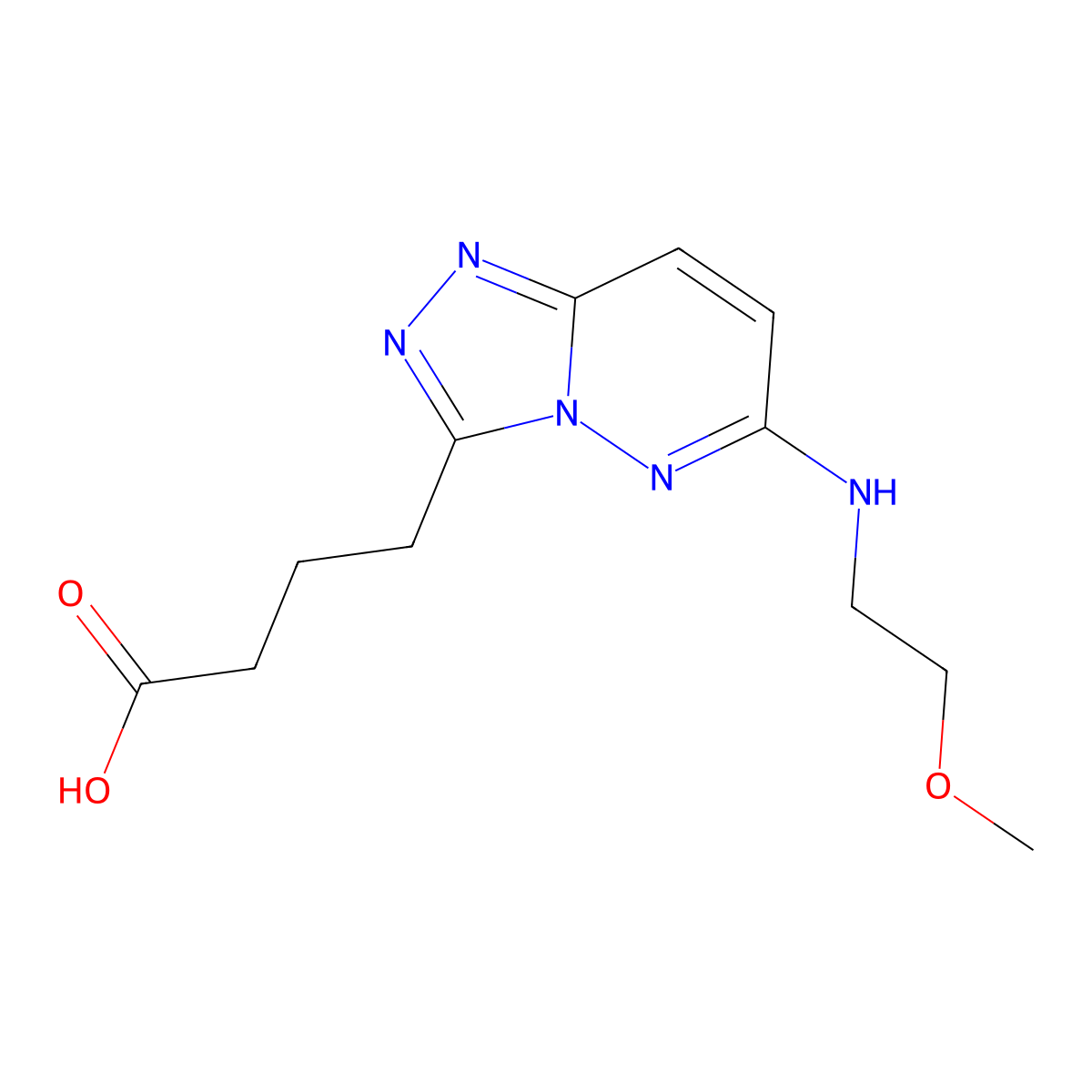 4-{6-[(2-Methoxyethyl)amino][1,2,4]triazolo[4,3-b]pyridazin-3-yl}butanoic acid molecular structure, CAS 1573548-45-4