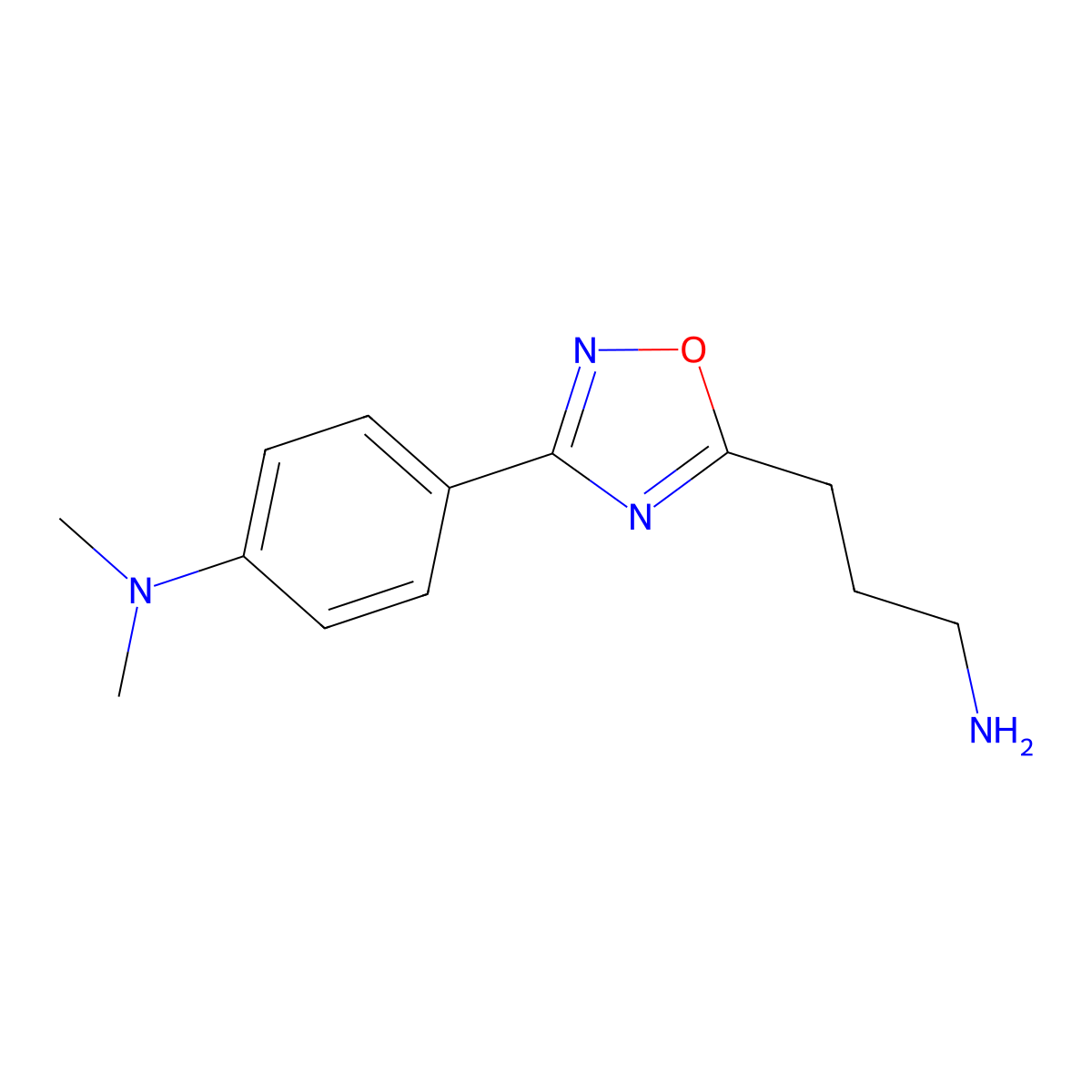 4-[5-(3-aminopropyl)-1,2,4-oxadiazol-3-yl]-N,N-dimethylaniline molecular structure, CAS 1573548-48-7
