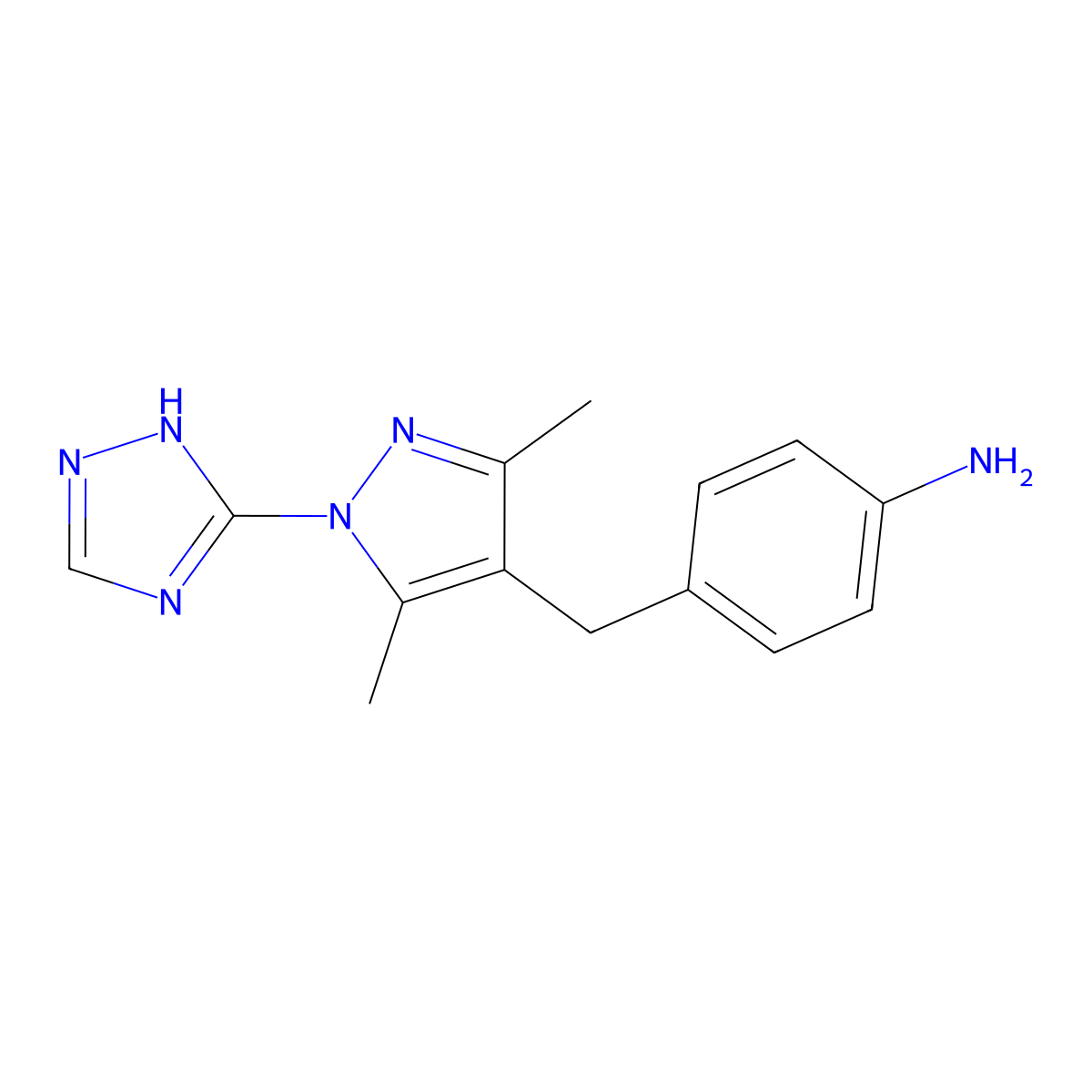4-{[3,5-dimethyl-1-(4H-1,2,4-triazol-3-yl)-1H-pyrazol-4-yl]methyl}aniline molecular structure, CAS 1573548-52-3