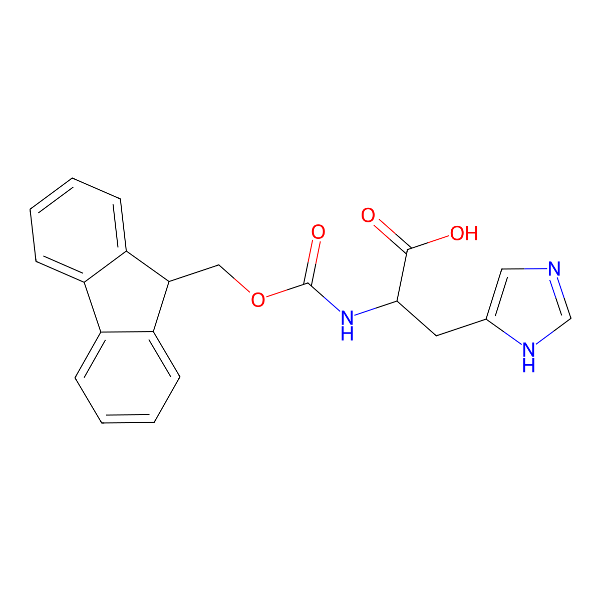 Fmoc-DL-histidine molecular structure, CAS 157355-76-5