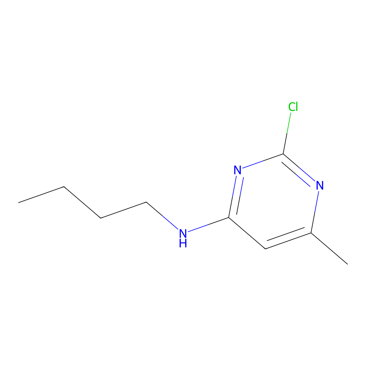 N-butyl-2-chloro-6-methylpyrimidin-4-amine molecular structure, CAS 157361-45-0