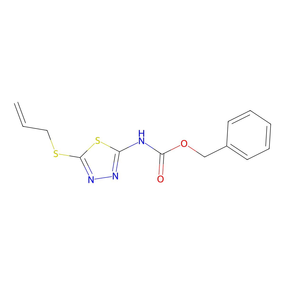 benzyl N-[5-(prop-2-en-1-ylsulfanyl)-1,3,4-thiadiazol-2-yl]carbamate molecular structure, CAS 157369-88-5