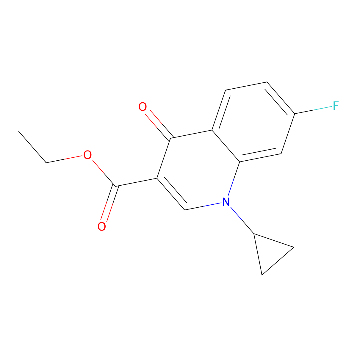 Ethyl 1-cyclopropyl-7-fluoro-1,4-dihydro-4-oxo-3-quinolinecarboxylate molecular structure, CAS 157372-98-0