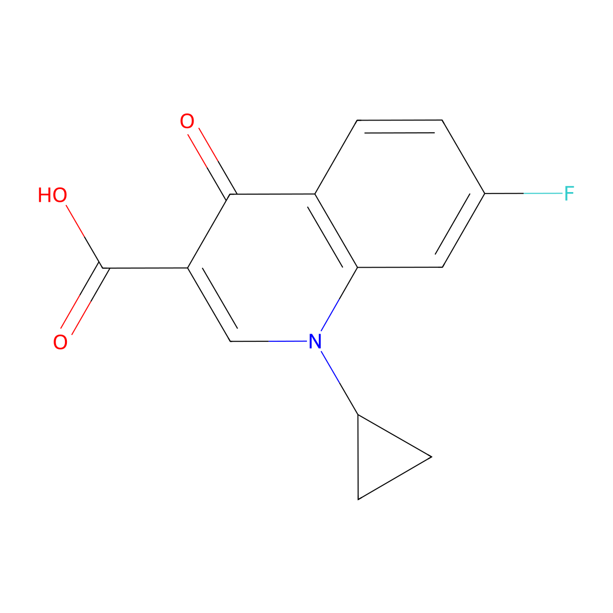 1-Cyclopropyl-7-fluoro-4-oxo-1,4-dihydroquinoline-3-carboxylic acid molecular structure, CAS 157372-99-1