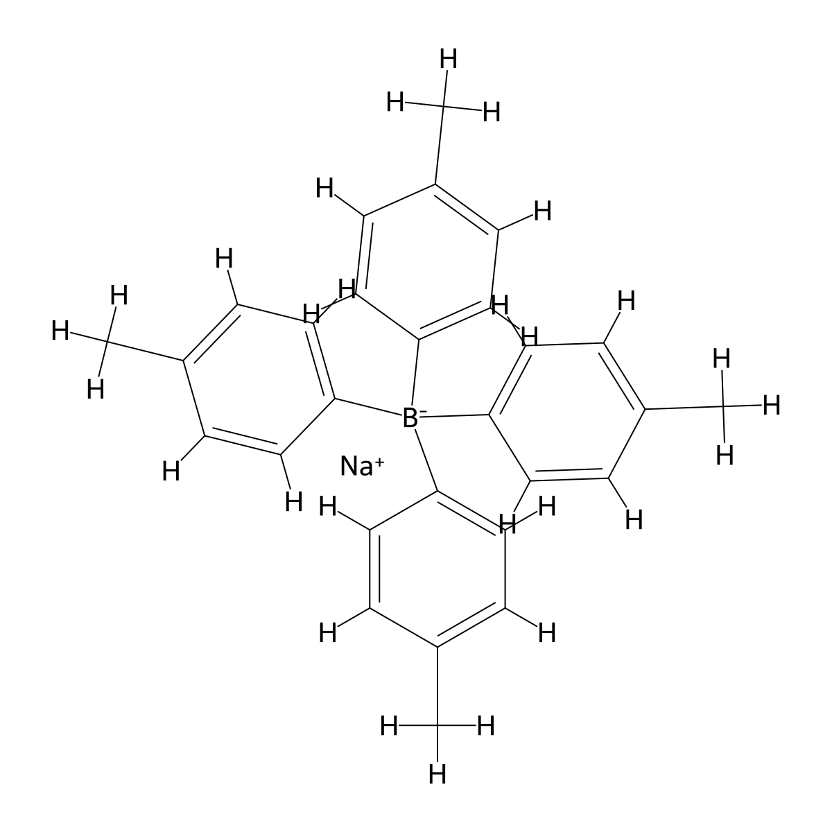Sodium tetrakis(4-methylphenyl)borate(1-) molecular structure, CAS 15738-23-5