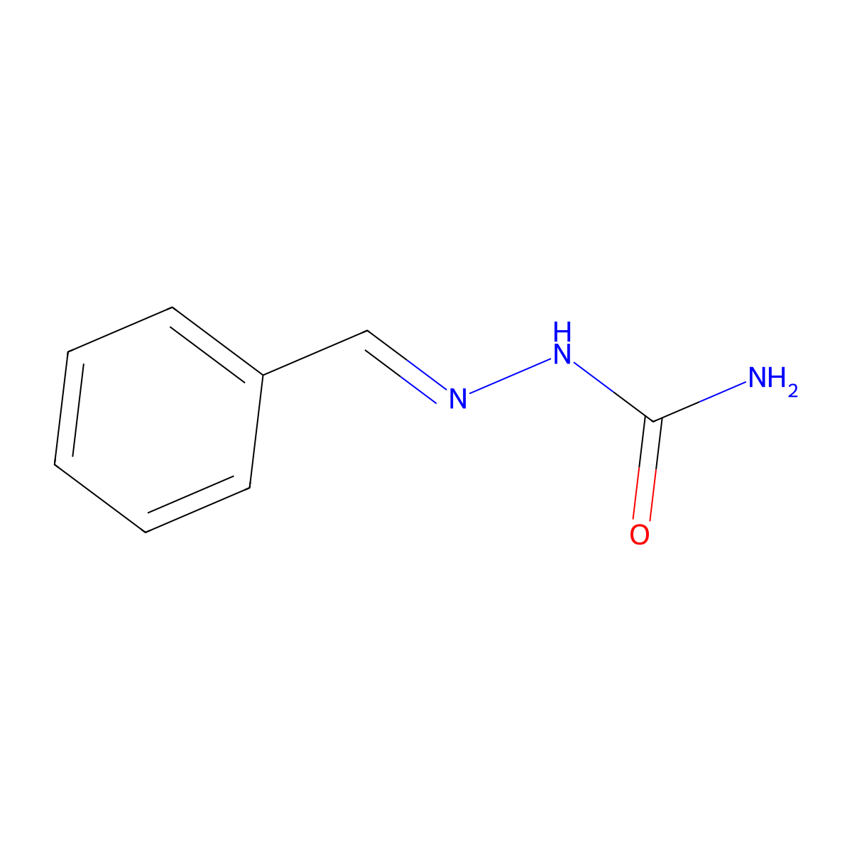 Benzaldehyde semicarbazone molecular structure, CAS 1574-10-3
