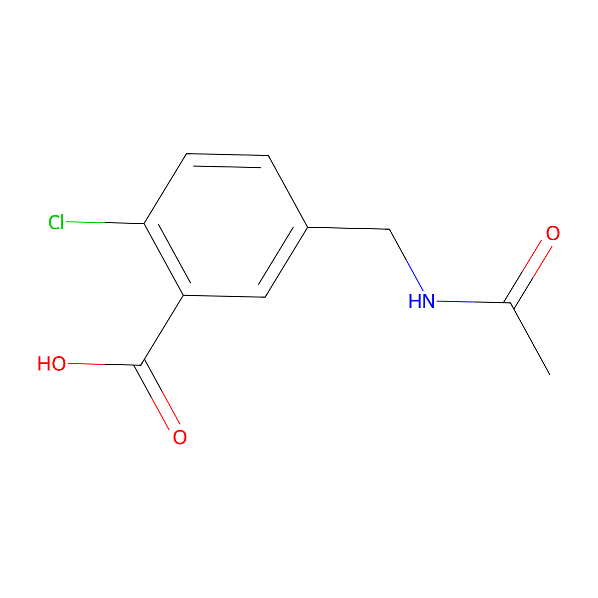 2-Chloro-5-(acetamidomethyl)benzoic acid molecular structure, CAS 1574-69-2