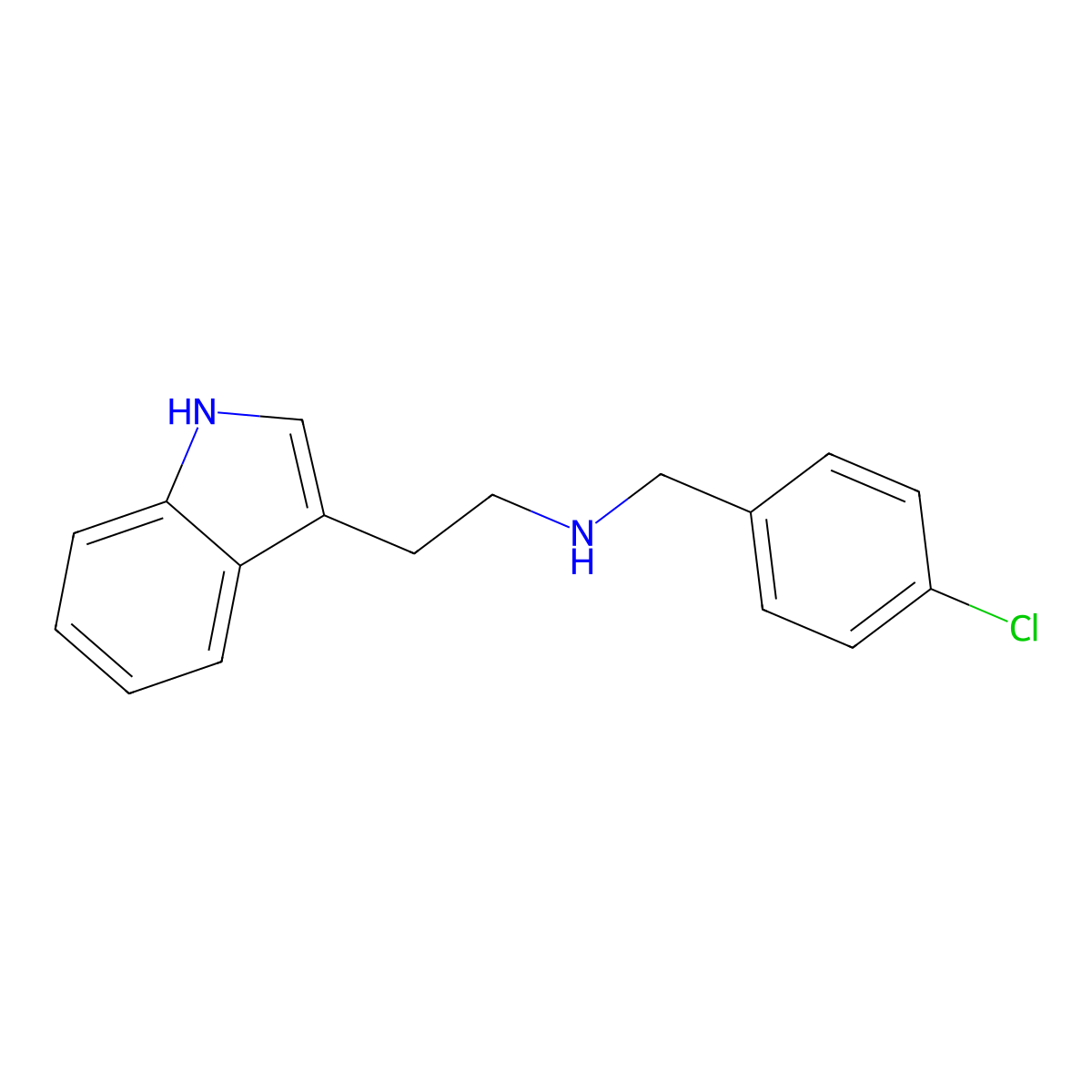 N-[(4-chlorophenyl)methyl]-2-(1H-indol-3-yl)ethanamine molecular structure, CAS 15741-81-8