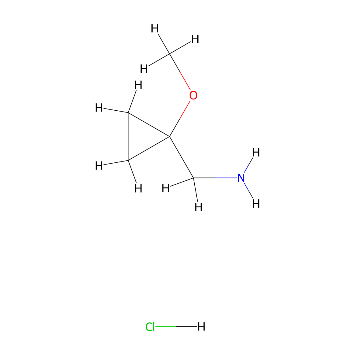(1-Methoxycyclopropyl)methanamine hydrochloride molecular structure, CAS 1574118-00-5