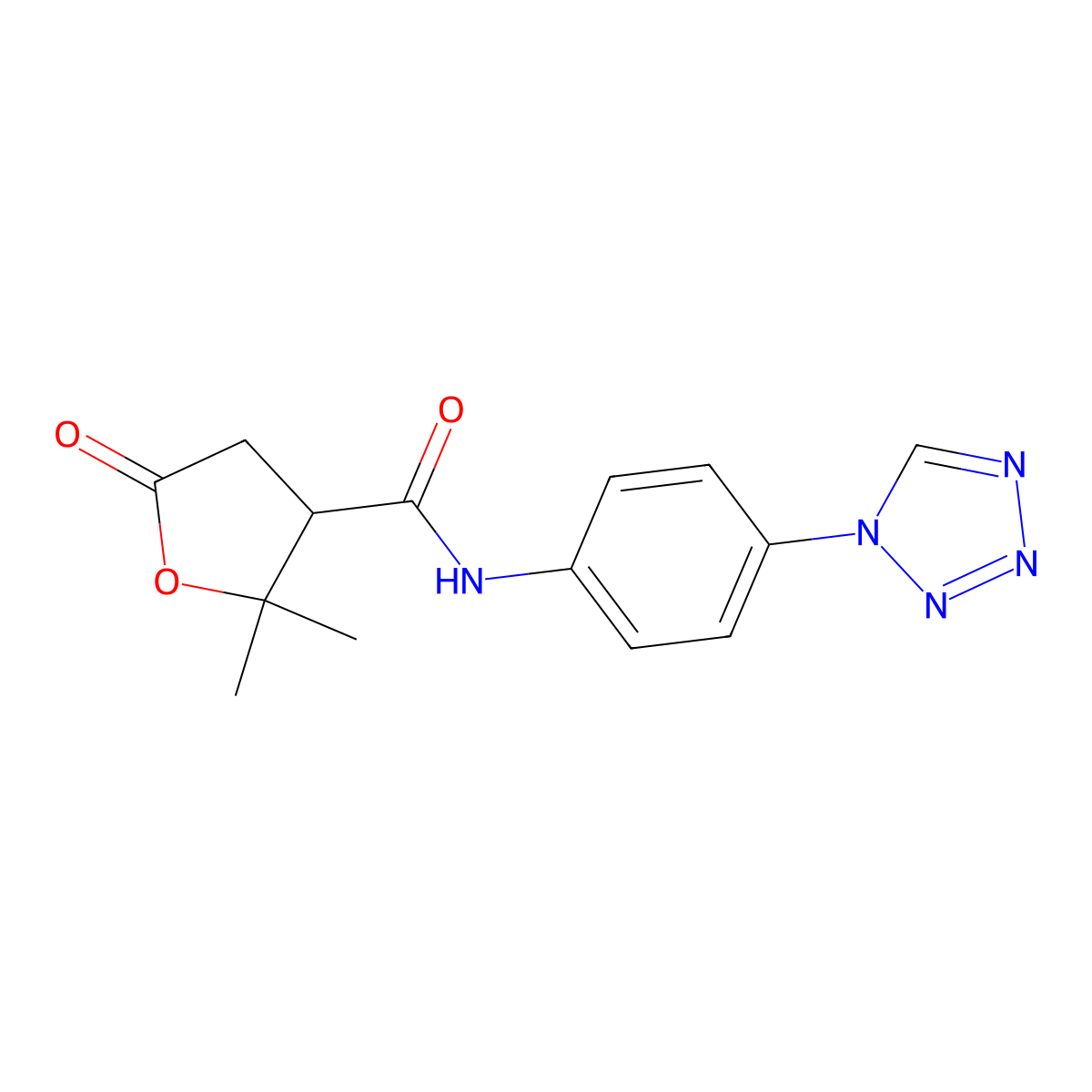 2,2-dimethyl-5-oxo-N-[4-(1H-tetrazol-1-yl)phenyl]tetrahydrofuran-3-carboxamide molecular structure, CAS 1574252-22-4