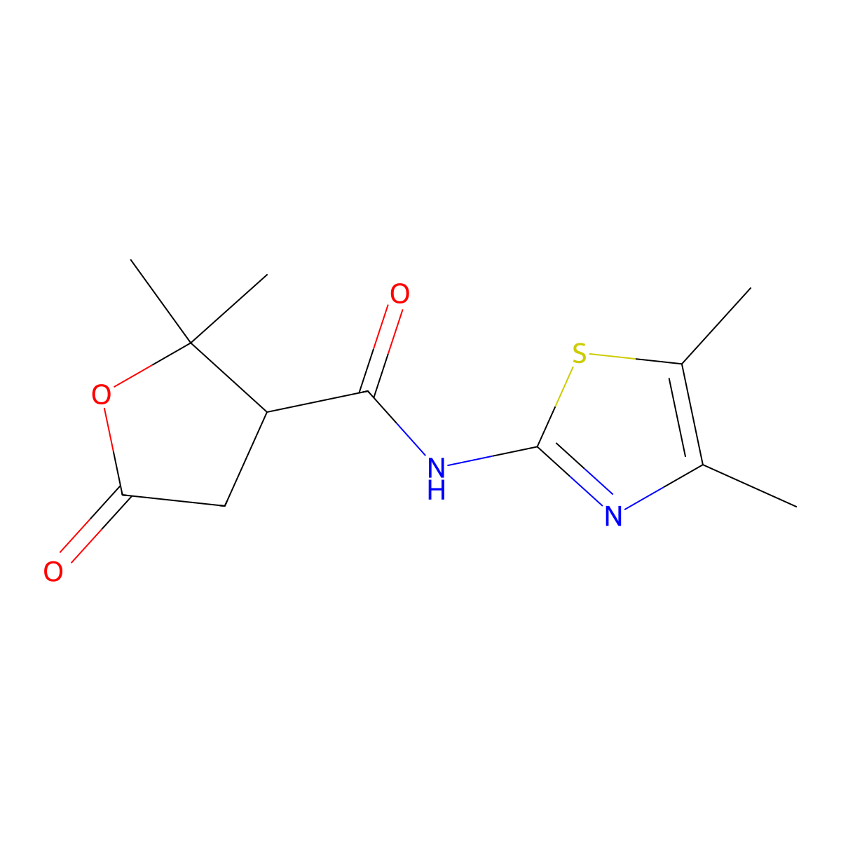 N-(4,5-dimethyl-1,3-thiazol-2-yl)-2,2-dimethyl-5-oxotetrahydro-3-furancarboxamide molecular structure, CAS 1574252-34-8