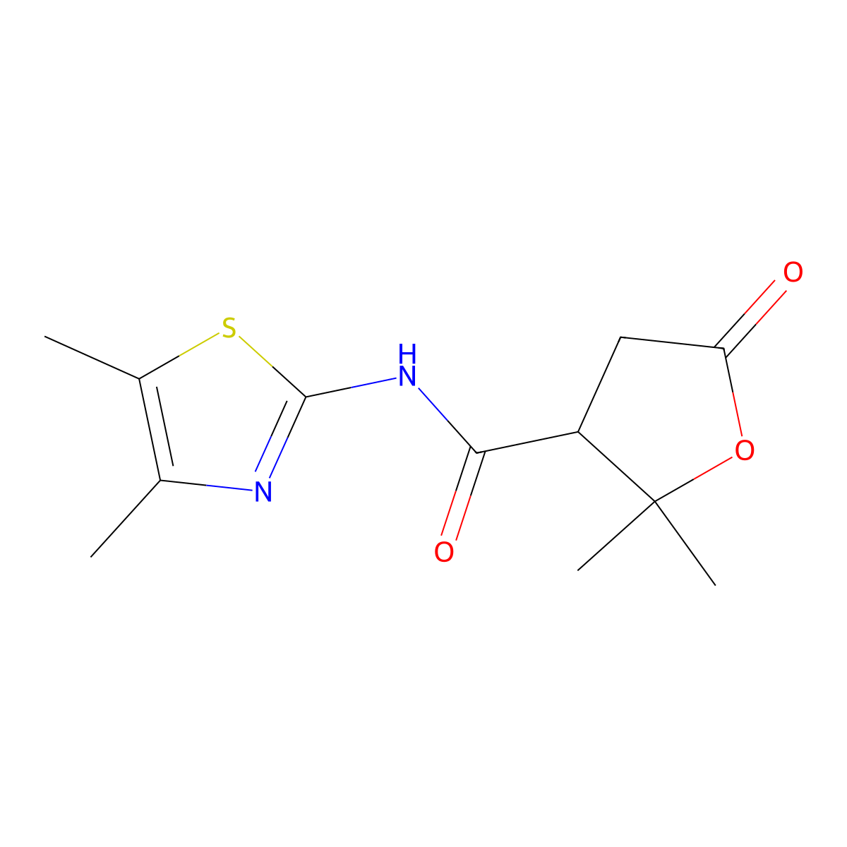 N-(4,5-dimethyl-1,3-thiazol-2-yl)-2,2-dimethyl-5-oxotetrahydro-3-furancarboxamide molecular structure, CAS 1574252-34-8