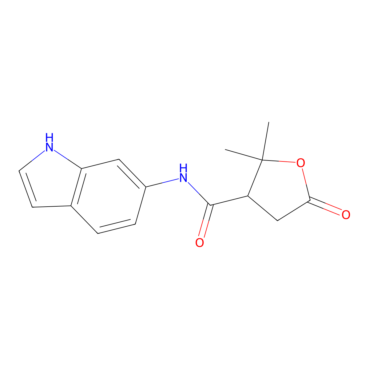 N-(1H-indol-6-yl)-2,2-dimethyl-5-oxotetrahydro-3-furancarboxamide molecular structure, CAS 1574252-98-4