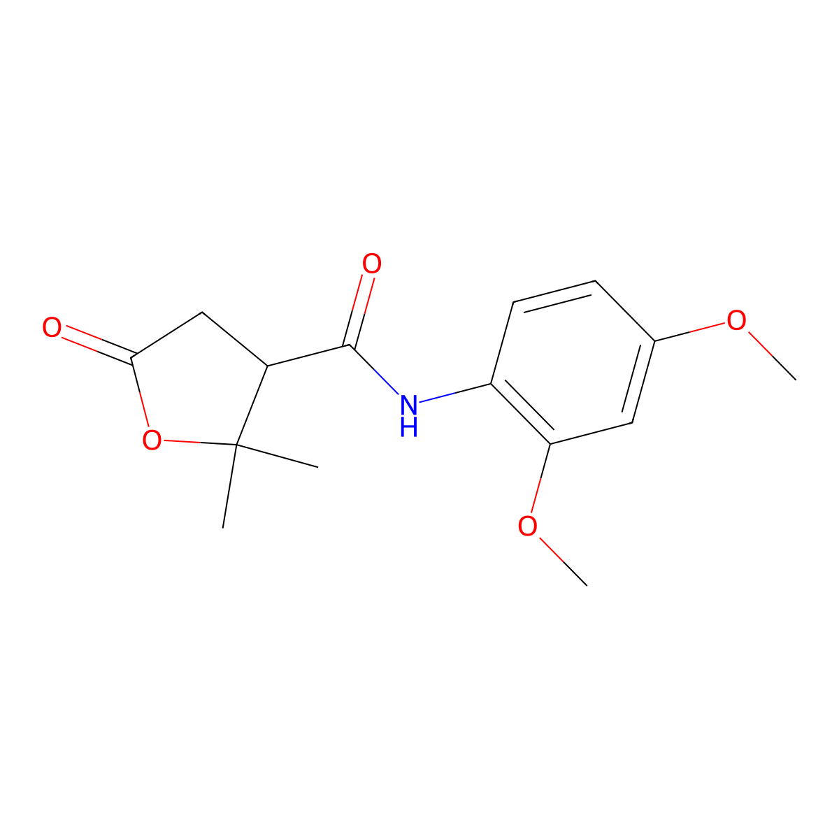 N-(2,4-dimethoxyphenyl)-2,2-dimethyl-5-oxotetrahydro-3-furancarboxamide molecular structure, CAS 1574253-28-3