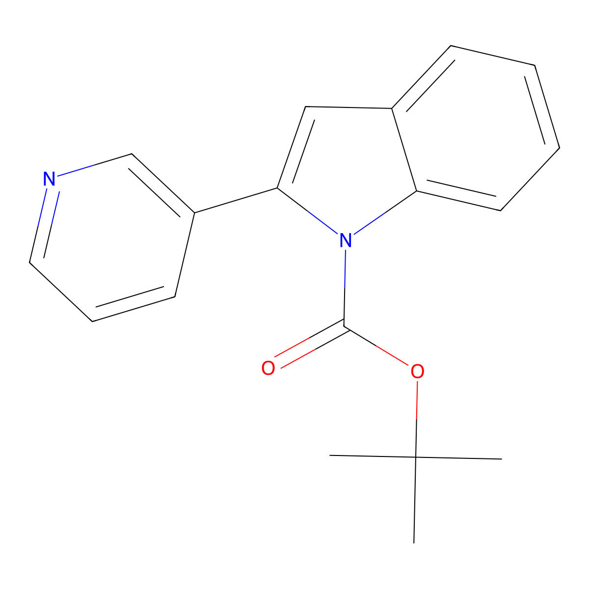 1H-Indole-1-carboxylic acid, 2-(3-pyridinyl)-, 1,1-dimethylethyl ester molecular structure, CAS 157427-58-2