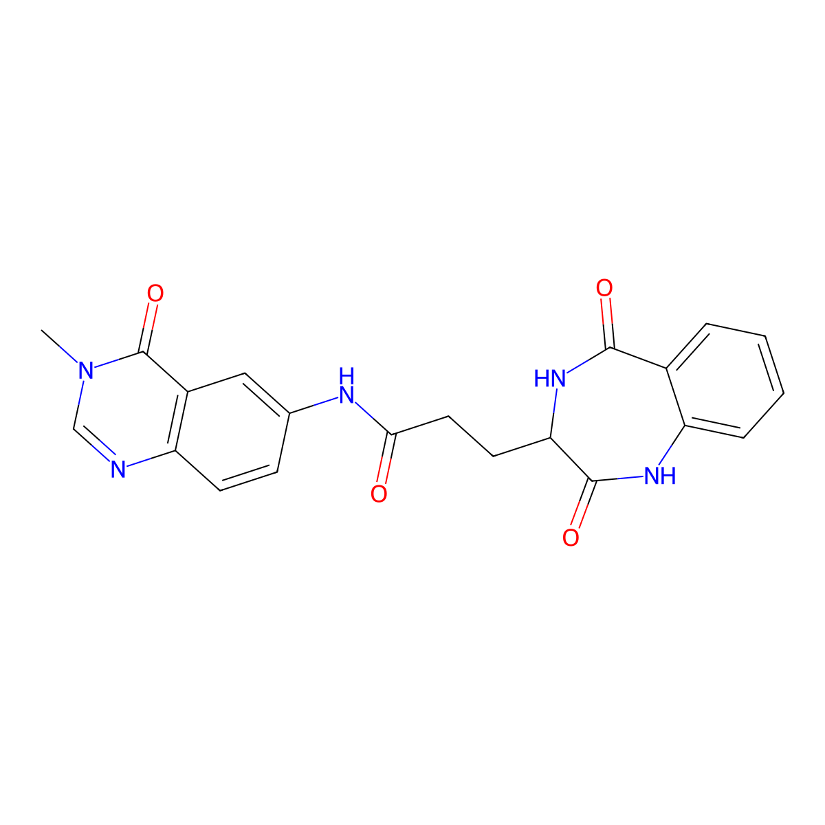 3-(2,5-dioxo-2,3,4,5-tetrahydro-1H-1,4-benzodiazepin-3-yl)-N-(3-methyl-4-oxo-3,4-dihydroquinazolin-6-yl)propanamide molecular structure, CAS 1574288-19-9