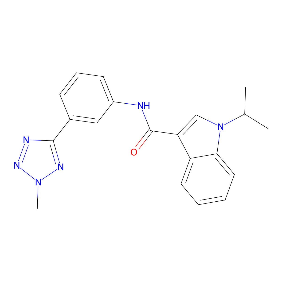 N-[3-(2-methyl-2H-tetrazol-5-yl)phenyl]-1-(propan-2-yl)-1H-indole-3-carboxamide molecular structure, CAS 1574288-42-8