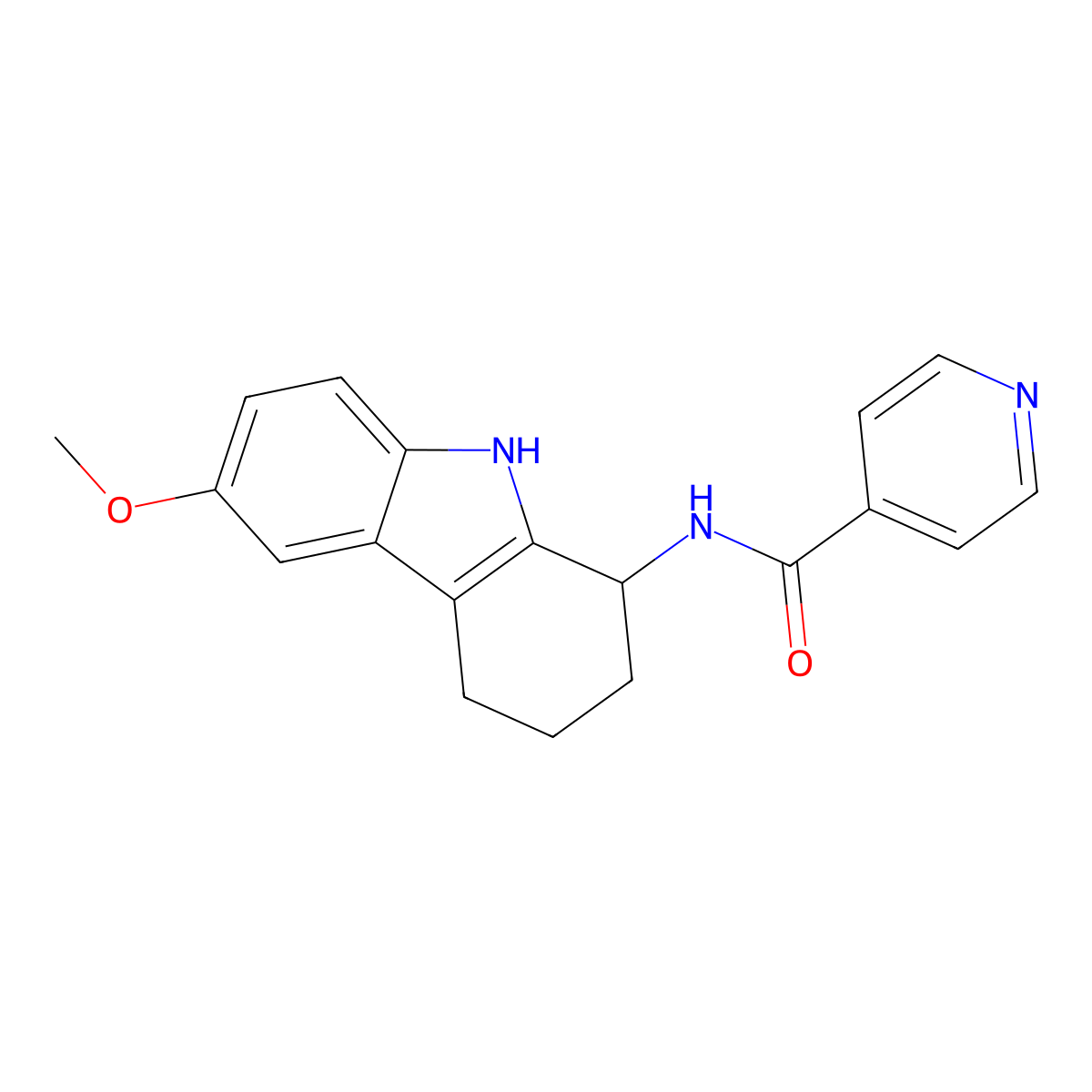 N-(6-methoxy-2,3,4,9-tetrahydro-1H-carbazol-1-yl)pyridine-4-carboxamide molecular structure, CAS 1574288-48-4
