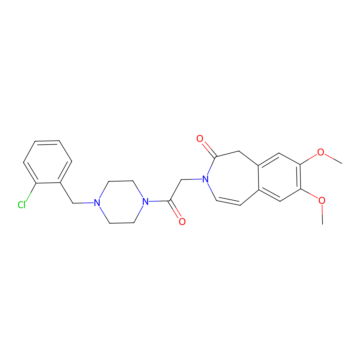 3-{2-[4-(2-chlorobenzyl)piperazin-1-yl]-2-oxoethyl}-7,8-dimethoxy-1,3-dihydro-2H-3-benzazepin-2-one molecular structure, CAS 1574288-54-2