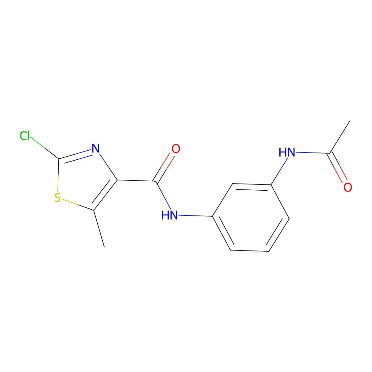 N-[3-(acetylamino)phenyl]-2-chloro-5-methyl-1,3-thiazole-4-carboxamide molecular structure, CAS 1574288-77-9