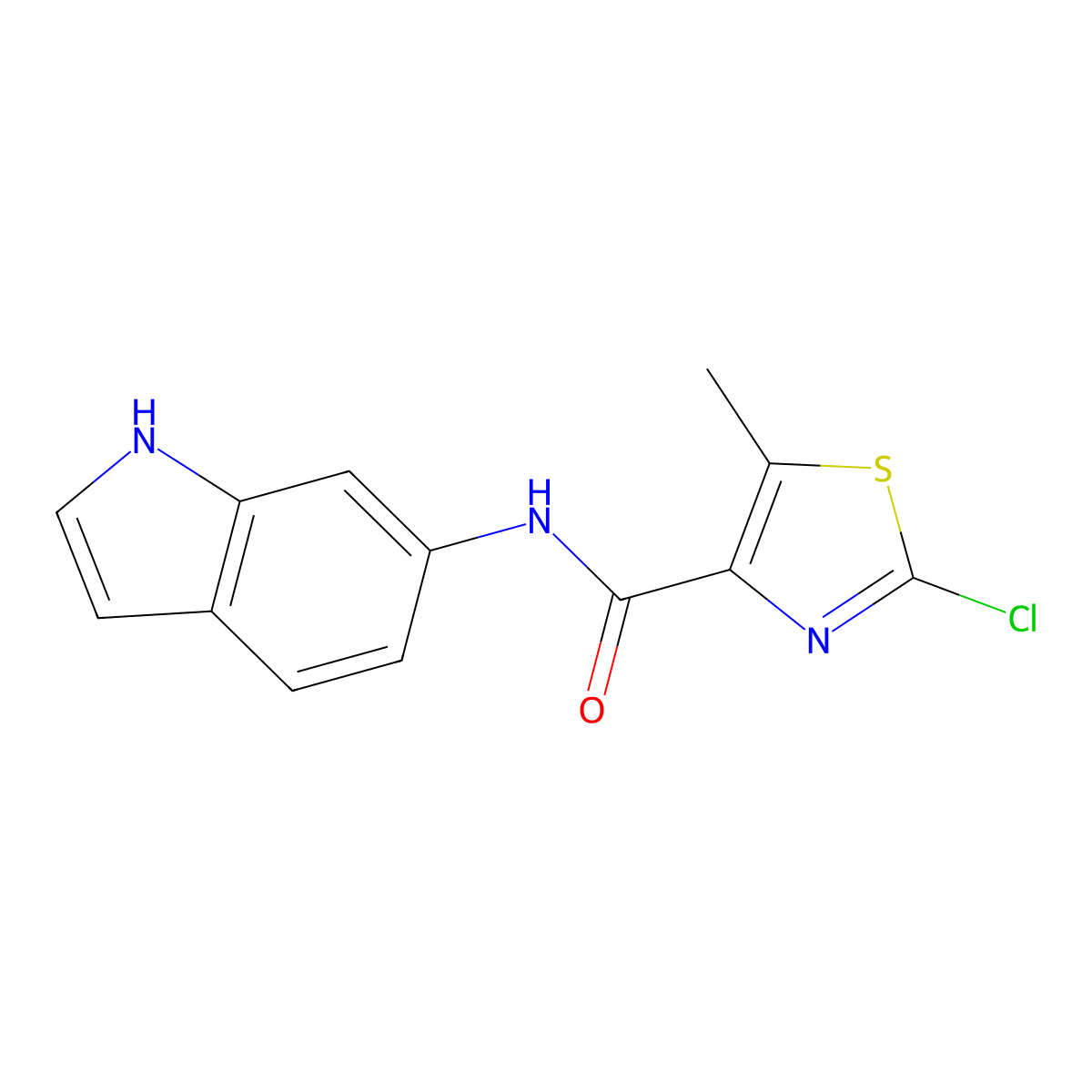 2-chloro-N-(1H-indol-6-yl)-5-methyl-1,3-thiazole-4-carboxamide molecular structure, CAS 1574288-85-9