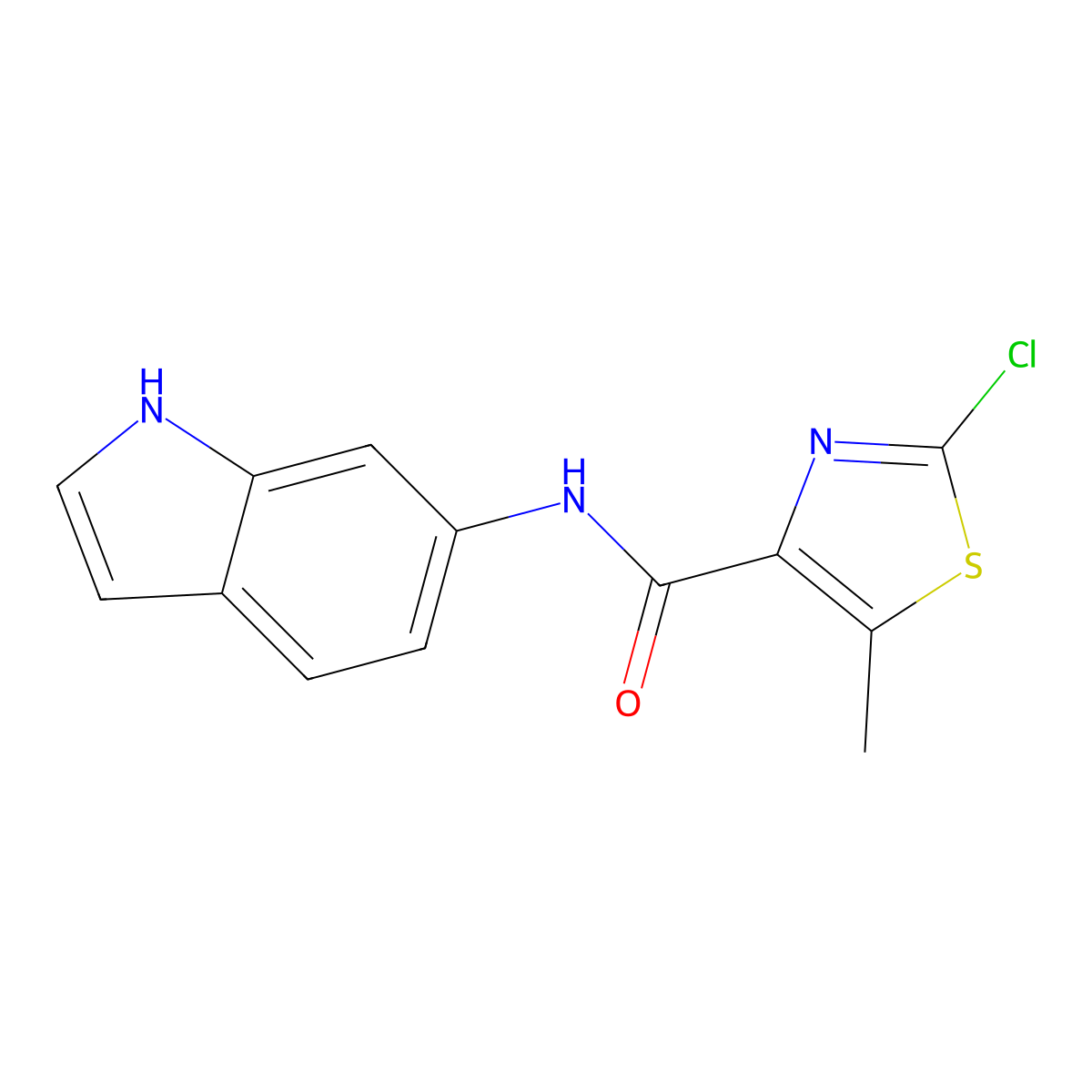 2-chloro-N-(1H-indol-6-yl)-5-methyl-1,3-thiazole-4-carboxamide molecular structure, CAS 1574288-85-9
