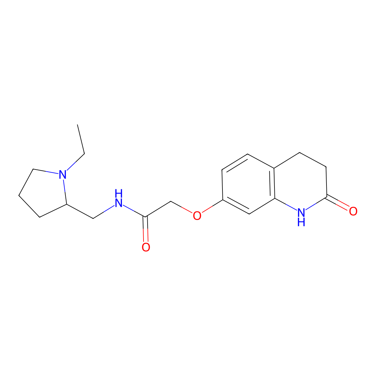 N-[(1-ethylpyrrolidin-2-yl)methyl]-2-[(2-hydroxy-3,4-dihydroquinolin-7-yl)oxy]acetamide molecular structure, CAS 1574288-86-0
