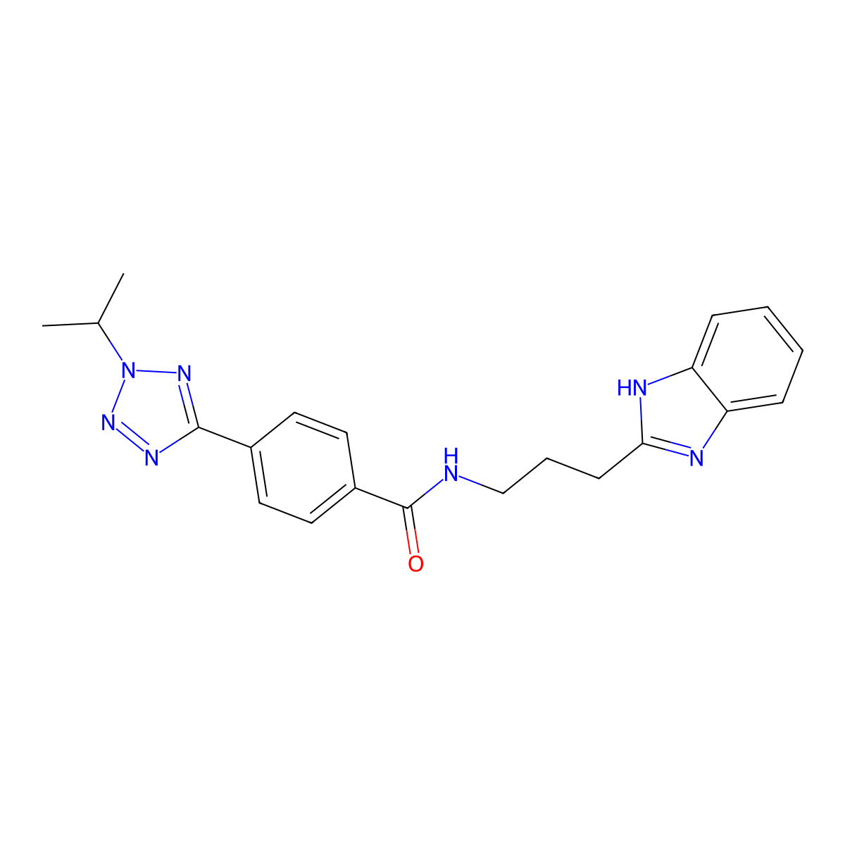 N-[3-(1H-benzimidazol-2-yl)propyl]-4-[2-(propan-2-yl)-2H-tetrazol-5-yl]benzamide molecular structure, CAS 1574289-06-7