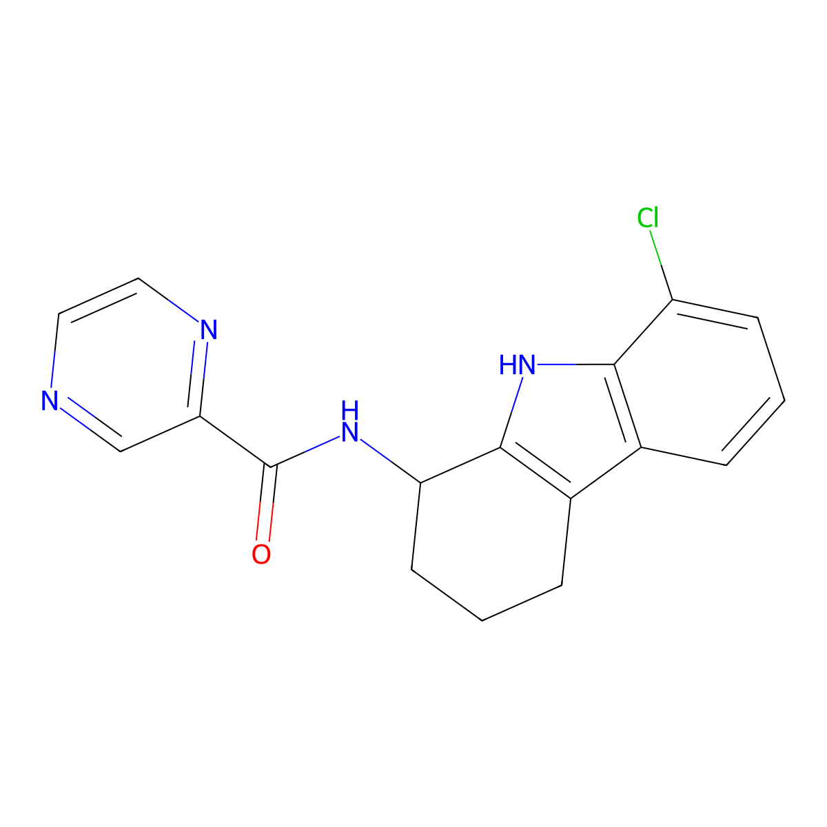 N-(8-chloro-2,3,4,9-tetrahydro-1H-carbazol-1-yl)pyrazine-2-carboxamide molecular structure, CAS 1574289-27-2
