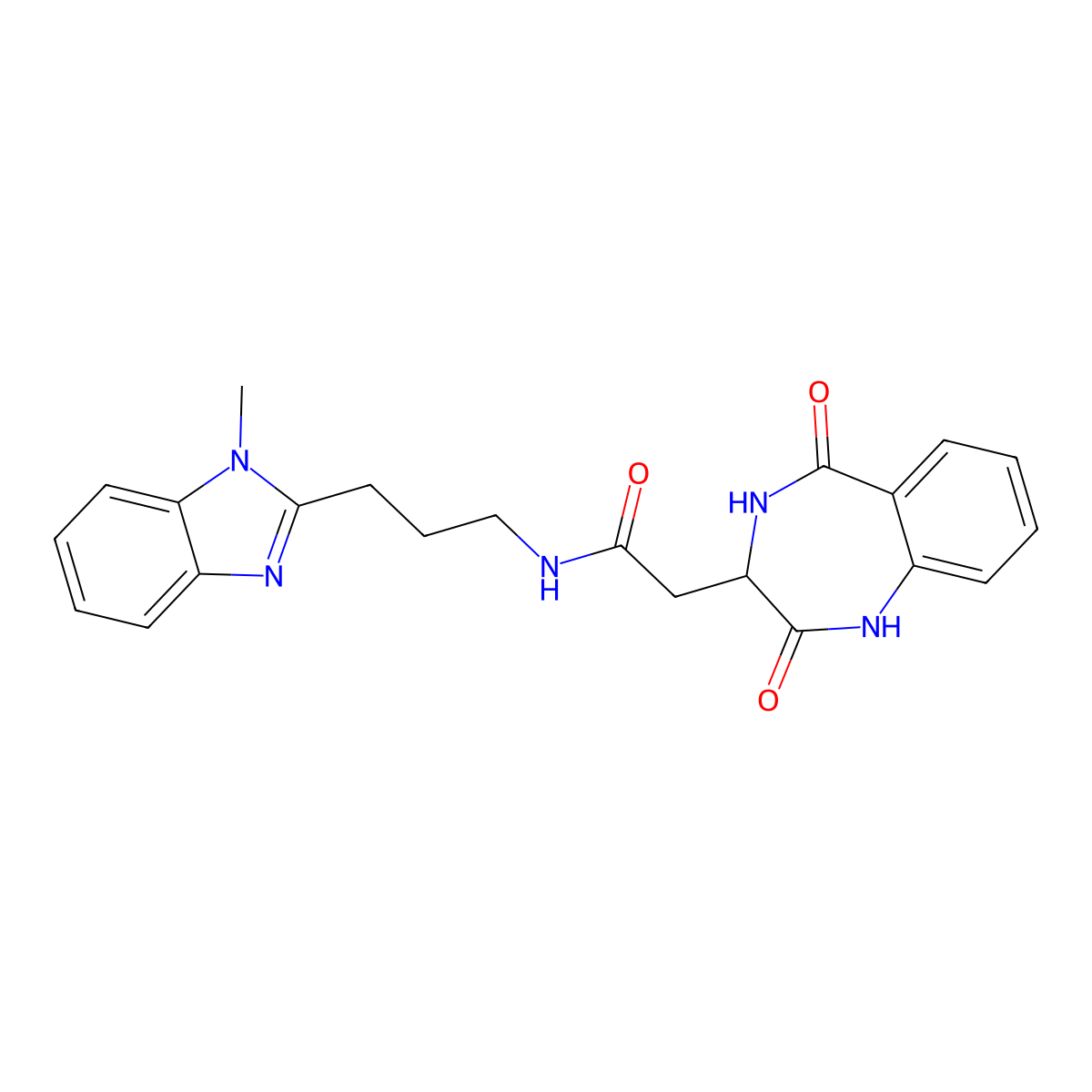 2-(2,5-dioxo-2,3,4,5-tetrahydro-1H-1,4-benzodiazepin-3-yl)-N-[3-(1-methyl-1H-benzimidazol-2-yl)propyl]acetamide molecular structure, CAS 1574289-31-8