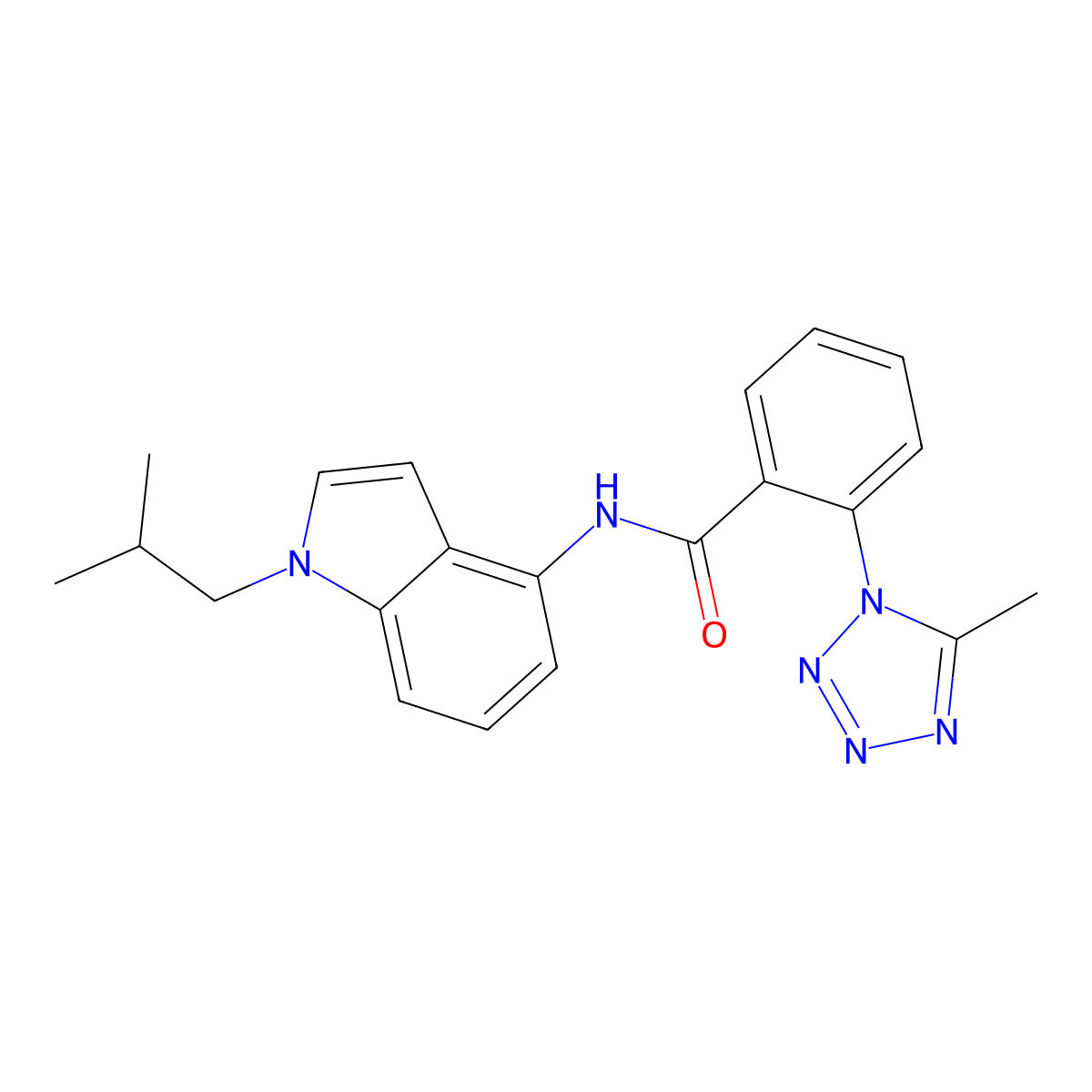 N-[1-(2-methylpropyl)-1H-indol-4-yl]-2-(5-methyl-1H-tetrazol-1-yl)benzamide molecular structure, CAS 1574289-48-7