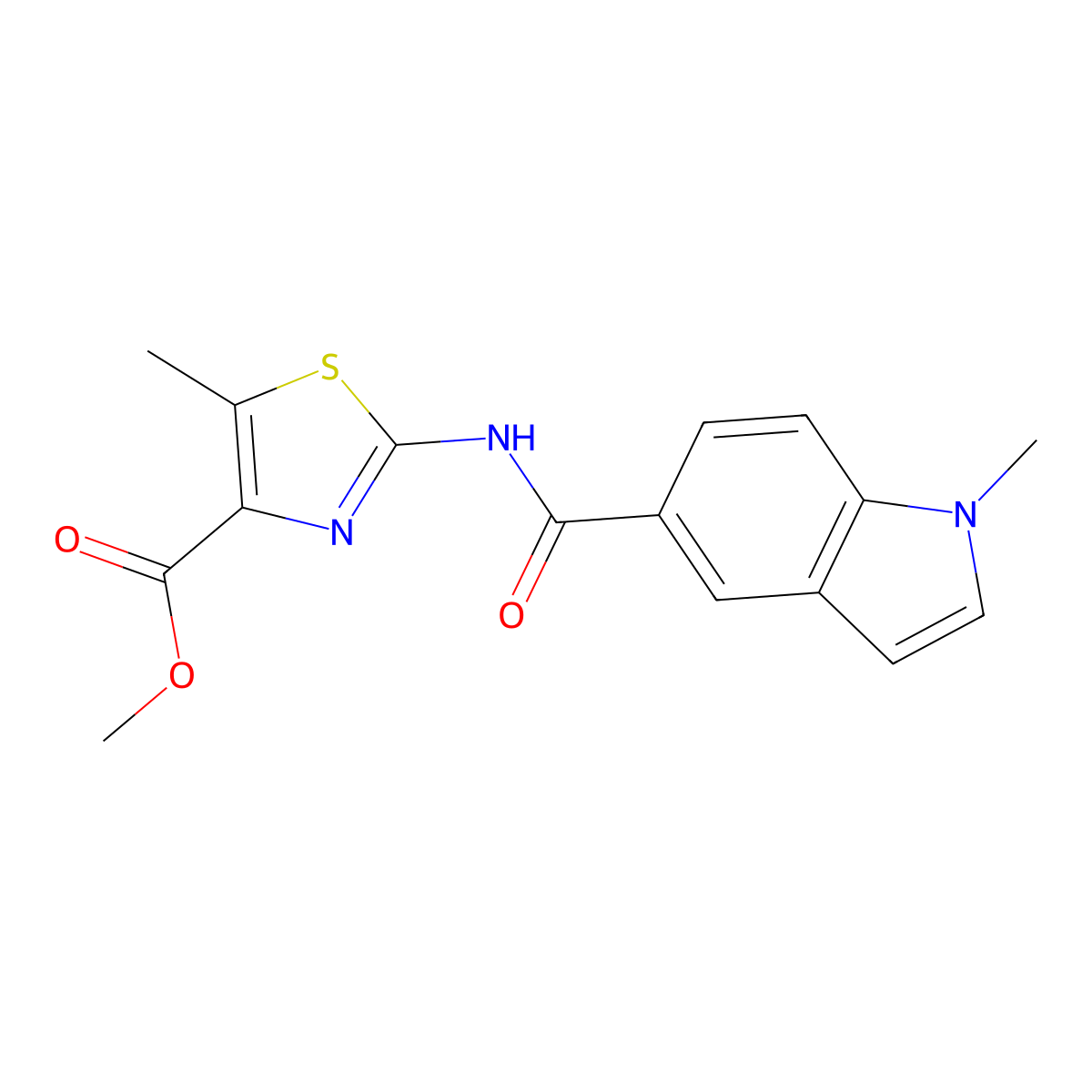 methyl 5-methyl-2-{[(1-methyl-1H-indol-5-yl)carbonyl]amino}-1,3-thiazole-4-carboxylate molecular structure, CAS 1574289-58-9