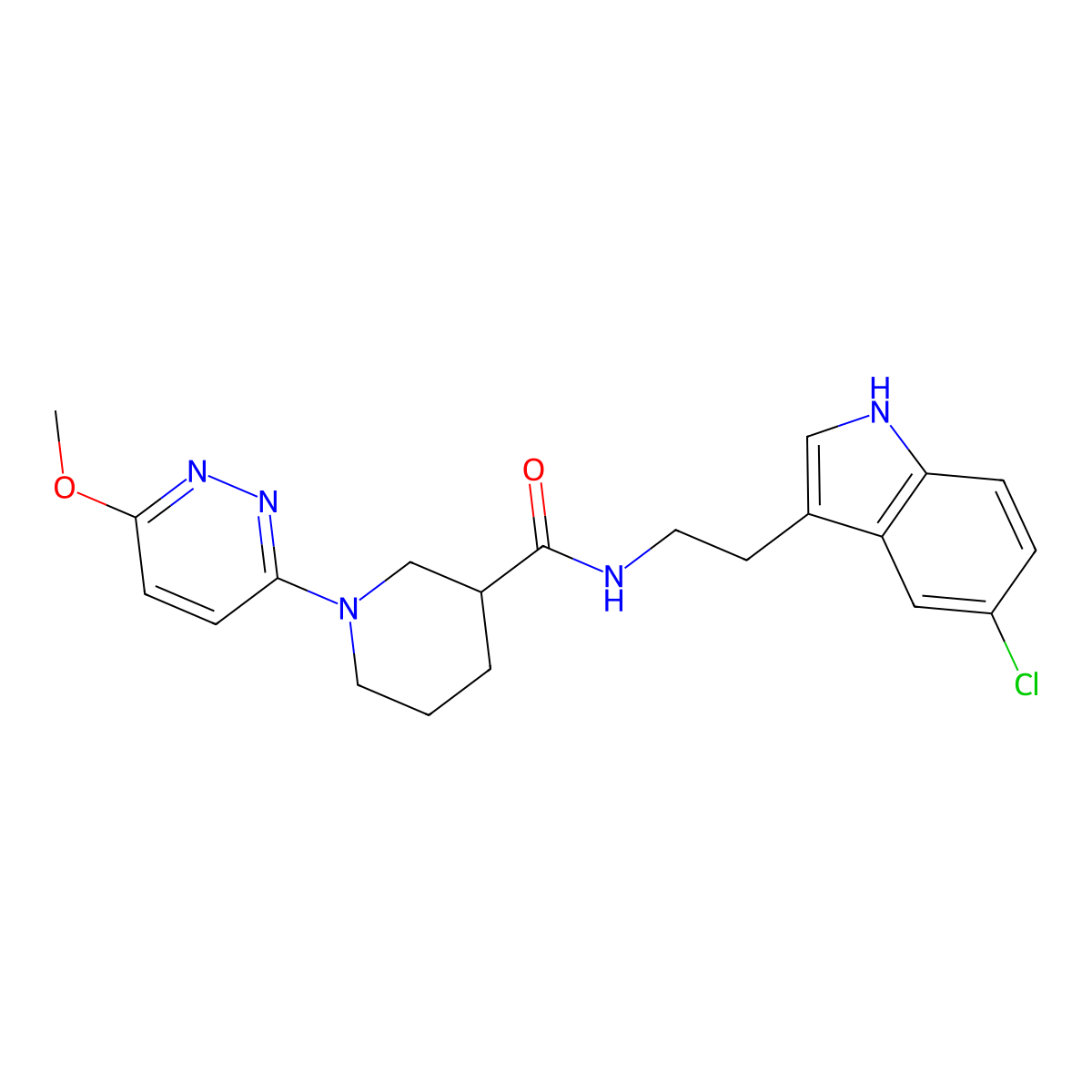 N-[2-(5-chloro-1H-indol-3-yl)ethyl]-1-(6-methoxy-3-pyridazinyl)-3-piperidinecarboxamide molecular structure, CAS 1574289-94-3