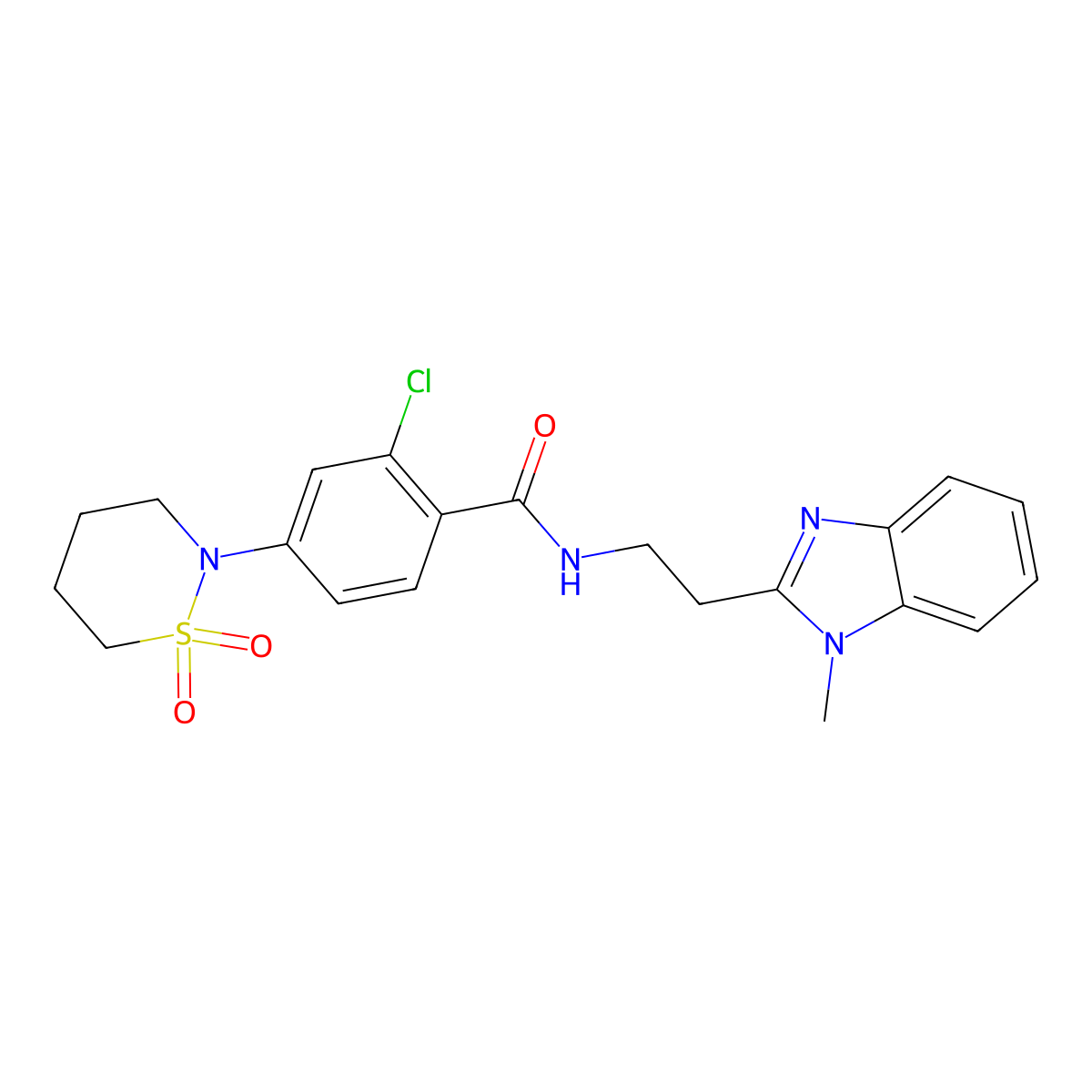 2-chloro-4-(1,1-dioxido-1,2-thiazinan-2-yl)-N-[2-(1-methyl-1H-benzimidazol-2-yl)ethyl]benzamide molecular structure, CAS 1574290-21-3