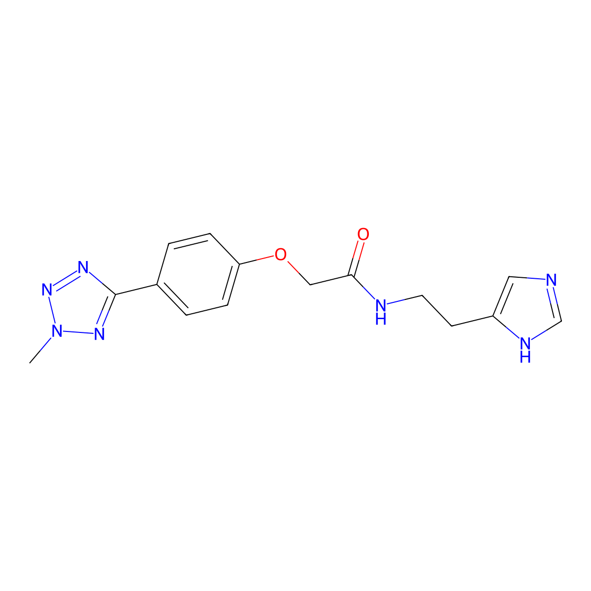 N-[2-(1H-imidazol-4-yl)ethyl]-2-[4-(2-methyl-2H-tetrazol-5-yl)phenoxy]acetamide molecular structure, CAS 1574290-23-5