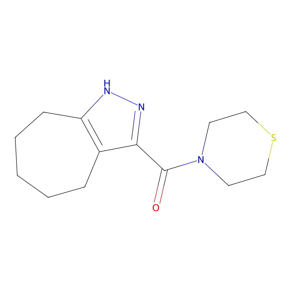2,4,5,6,7,8-Hexahydrocyclohepta[c]pyrazol-3-yl(thiomorpholin-4-yl)methanone molecular structure, CAS 1574290-31-5
