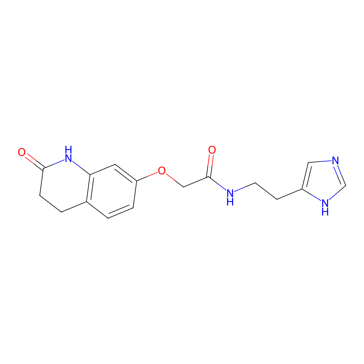2-[(2-hydroxy-3,4-dihydroquinolin-7-yl)oxy]-N-[2-(1H-imidazol-4-yl)ethyl]acetamide molecular structure, CAS 1574290-63-3