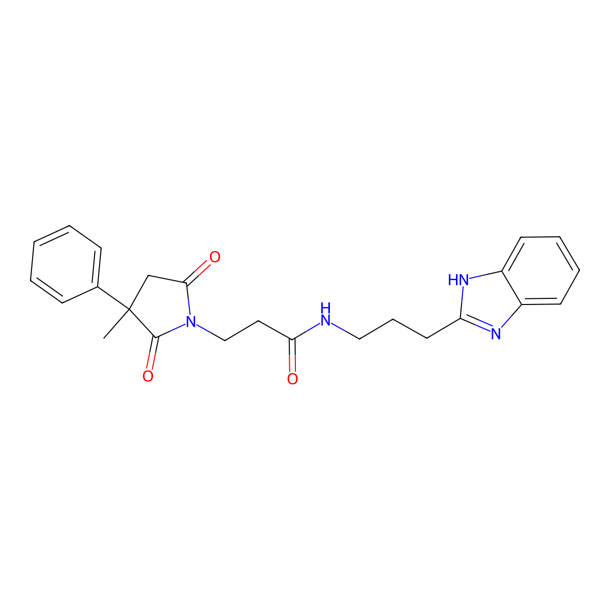 N-[3-(1H-benzimidazol-2-yl)propyl]-3-(3-methyl-2,5-dioxo-3-phenylpyrrolidin-1-yl)propanamide molecular structure, CAS 1574291-21-6