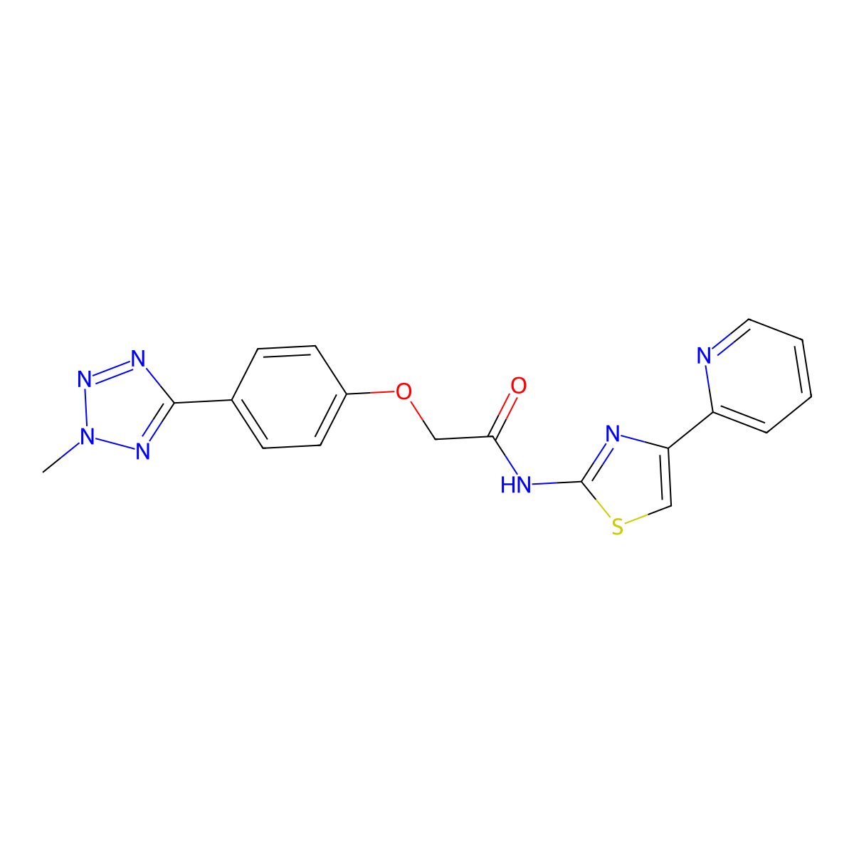 2-[4-(2-methyl-2H-tetrazol-5-yl)phenoxy]-N-[4-(pyridin-2-yl)-1,3-thiazol-2-yl]acetamide molecular structure, CAS 1574291-72-7